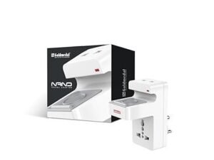 Goldmedal Nano 3 Pin Plug Travel Adaptor with Mobile Stand | LED Indicator | Multiplug for Home & Office | Supports 2-Pin & 3-Pin Plugs (Pack of 1) - White
