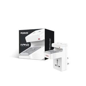 Goldmedal Nano 3 Pin Plug Travel Adaptor with Mobile Stand | LED Indicator | Multiplug for Home & Office | Supports 2-Pin & 3-Pin Plugs (Pack of 1) - White