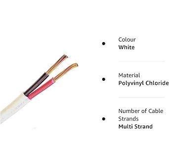 Glopro Store GloproStore PVC copper wire 2 core 1mm White electrical extension wire (25 feet, white) - Image 4