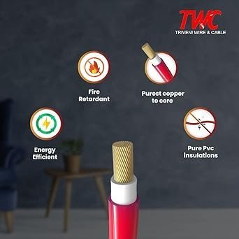 TWC Black-10 SQMM-90 METER Lite Core Electrical Wire | Insulated PVC Copper Wire | Cable for Domestic & Industrial Connection Purpose | Flame Resistant - Image 4