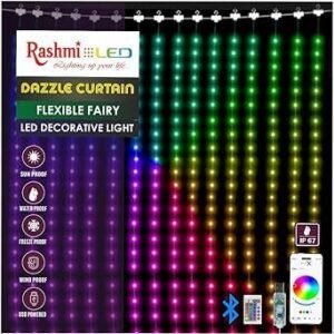 RASHMI Dazzle Curtain Flexible Fairy Smart Led Light PVC String 3 * 3 Meter RGB (Pack of 1) .