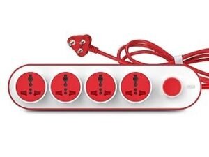 GM 10 Amp Extension Board with 2 Metre Heavy Duty Copper Extension Cord – 4 International Sockets, Master Switch, LED Indicator with Safety Shutter | GM 3257