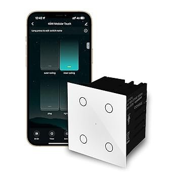 CONBRE SW4 Wi-Fi Smart Modular 4 Gang Touch Switch for Home automation, Energy Monitoring, remote control | Suitable for fan, light & 10A socket | Works with Alexa, google Assistance & Siri (White) - Image 4