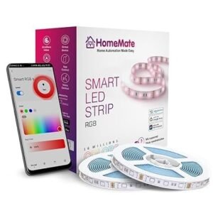 HomeMate Wi-Fi Multicolour Smart LED Strip Kit | 10 Meters | Music Sync Feature | No Hub Required | Works with Alexa, Google Home & Siri (RGB 10 Meter Kit with Built-in Mic Controller)