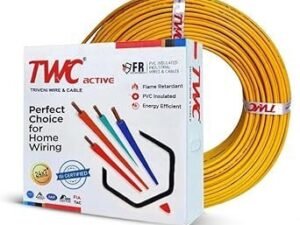 Kavari TWC Yellow-1.5 SQMM-90 METER Active Core Electrical Wire | Insulated PVC Copper Wire | Cable for Domestic & Industrial Connection Purpose | Flame Resistant