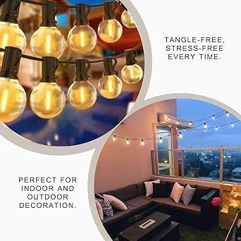 XERGY Outdoor String Lights 25 Feet G40 Globe Lights with 26 Edison Break Proof Bulbs (1 Spare), Light for Backyard Terrace Garden Balcony Party Decor Diwali Lights for Home Decoration | - Image 6