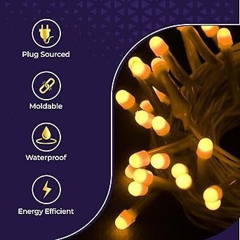 Lexton 40 LED Power Pixel Serial String/Fairy Light | Plug Sourced | Suitable for Home & Outdoor Decoration, Diwali, Christmas, Ramadan, Wedding, Party, Festival (Pack of 1, Warm White) X 23 - Image 5