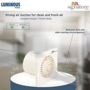 RR Signature Vento Axial 100 MM Exhaust Fan for Bathroom, Kitchen, and Office, Noiseless, Guard, and Anti-Rust Body (White), 3 Year Warranty