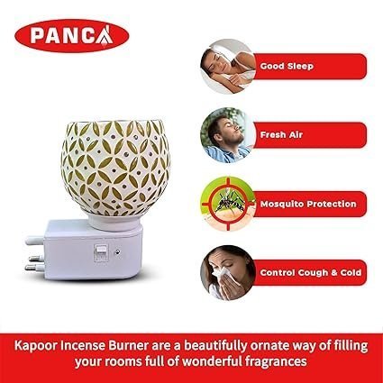 MOS PANCA Ceramic Star Camphor Diffuser for Home,Night Lamp,Electric Camphor Burner, Kapoor Dani,Aroma Incense Burner, Home Accessories,Gift,Electric Dhoop Dani for Home (Set of 1, Ceramic) - Image 3