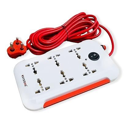 mos eSYSTEMS Extension Board, 6 Multi Plug Point Strip With Led Indicator, Master Switch & Universal Sockets Extension Cord, Short Circuit Protection (4.6 Meter) (White) (Cruze), 240 Volts