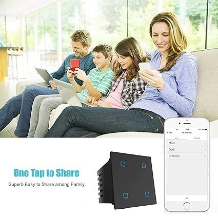 HomeMate® Wi-Fi Smart 4 Gang Touch Switch (Black, Pack of 1) | No Hub Required | Works with Alexa, Google Assistant & Siri - Image 6