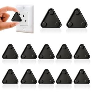 Novo Baby 12-Piece Baby Safety Electric Socket Plug Guards | Baby Proofing Switch Board Cover for Kids Safety with Easy Removal Pin (Pack of 12, Black)