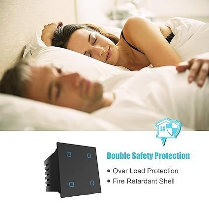 HomeMate® Wi-Fi Smart 4 Gang Touch Switch (Black, Pack of 1) | No Hub Required | Works with Alexa, Google Assistant & Siri - Image 5