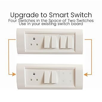 CONBRE SW4 Wi-Fi Smart Modular 4 Gang Touch Switch for Home automation, Energy Monitoring, remote control | Suitable for fan, light & 10A socket | Works with Alexa, google Assistance & Siri (White)