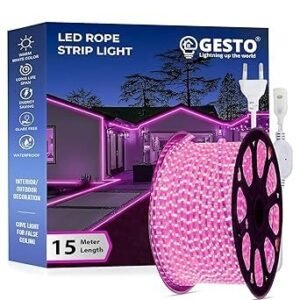 Gesto 15 Meter Rope Led Strip Lights – Outdoor Lights Waterproof for Balcony Decoration, Home Decor & Interior Decoration |