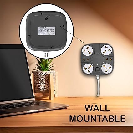 eSYSTEMS Extension Cord, 10A (6 Universal Socket) Multi Plug Point Strip Extension Board (Fire Flame Proof), (2 Meter Long Wire) (Non-USB Grey) - Image 3