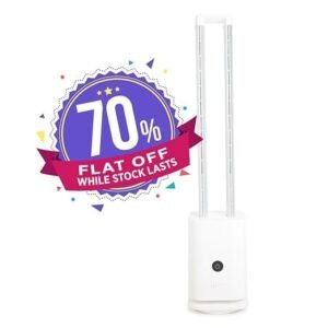 Carysil Frame Air Purifier with Soft Air Flow Bladeless fan WiFi and App Control 9-Speed Quiet, 8h Timer, LED Display, HEPA filter, for Home or Office (Color : White)