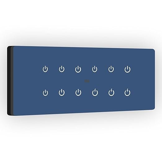 IOTICS Smart Wifi Switch Board: 12 x Switch Module. Touch Control, Remote, App Control. Voice Compatible with Alexa & Assistant. Smart Touch Switch Board For Home Automation (Blue)
