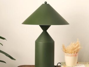 FIG Living Cone Case - Table Lamp (Olive Green) | Scandinavian Design | Best for Living Room, Study Room, Bedside | Modern Night Lamp | Bulb not Included | 2.5 MTS Corded Cable...