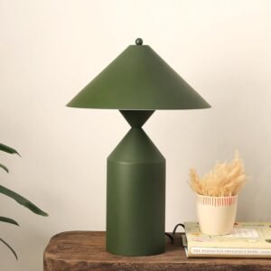 FIG Living Cone Case - Table Lamp (Olive Green) | Scandinavian Design | Best for Living Room, Study Room, Bedside | Modern Night Lamp | Bulb not Included | 2.5 MTS Corded Cable...