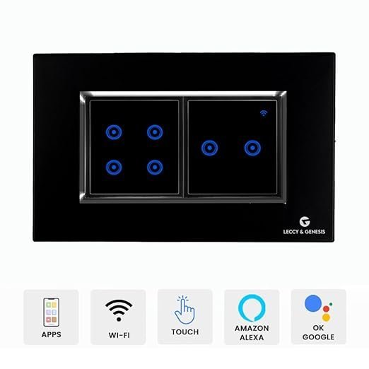L&G 4 Modular Smart Switch Board | 6 SL&G 4 Modular Smart Switch Board | 6 Smart Switch Control | WiFi Smart Switch, Smart Switch Panel (Size: 4M - 146 x 90 x45mm)mart Switch Control | WiFi Smart Switch, Smart Switch Panel (Size: 4M - 146 x 90 x45mm) - Image 2
