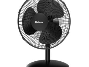 HOLMES 12" Table Fan, 75° Oscillation, 3 Speeds, 15° Adjustable Head Tilt, Ideal for Home, Bedroom or Office, Black