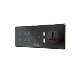Goldmedal 6Module I-Touch Wifi Panel|6 Switch,Fan Regulator,6A Socket And Twin Usb|Home Automation|No Gateway Required|Works With Iworld App& Rf Remote,160-240 Volts
