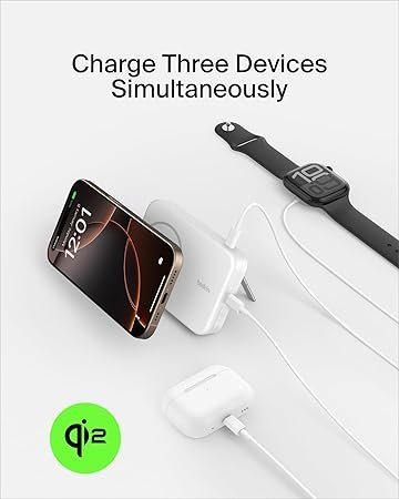 Belkin Qi2 10000 mAh Magsafe Wireless Power Bank | 15W Wireless Fast Charging, Compatible w/iPhone 17, Air, Pro, Pro Max, Google Pixel 10, etc. | 2 Years Warranty | White - Image 3