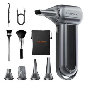 WOLFBOX MF100 Electric Air Duster - 150,000 RPM Rechargeable Cordless Blower, Brushless Motor, 3-Speed Adjustable for Cleaning Computers, Keyboards, Cars, Homes, and Outdoor Spaces