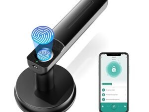 Fingerprint Door Lock, BIWIBON Smart Electronic Door Knob with App Control,100 Fingerprints Biometric Door Keyless Entry Door Lock with Tuya App for Bedroom Office Home Black