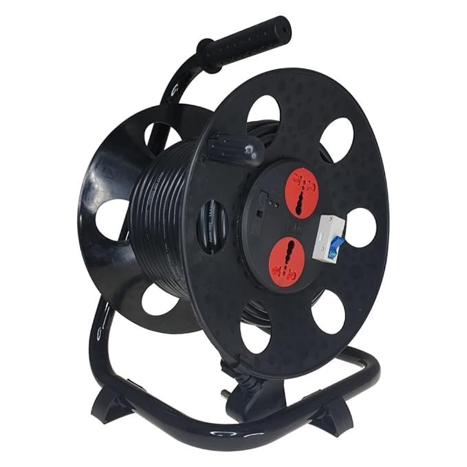 MX extension cable reel drum for ev charger Retractable extension reel 25 meter industerial extension board drum 3 pin 2 universal socket + 6 amp + 32 amp mcb switch