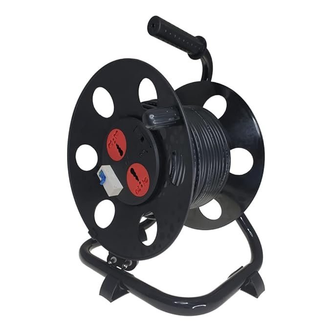 MX extension cable reel drum for ev charger Retractable extension reel 25 meter industerial extension board drum 3 pin 2 universal socket + 6 amp + 32 amp mcb switch - Image 2